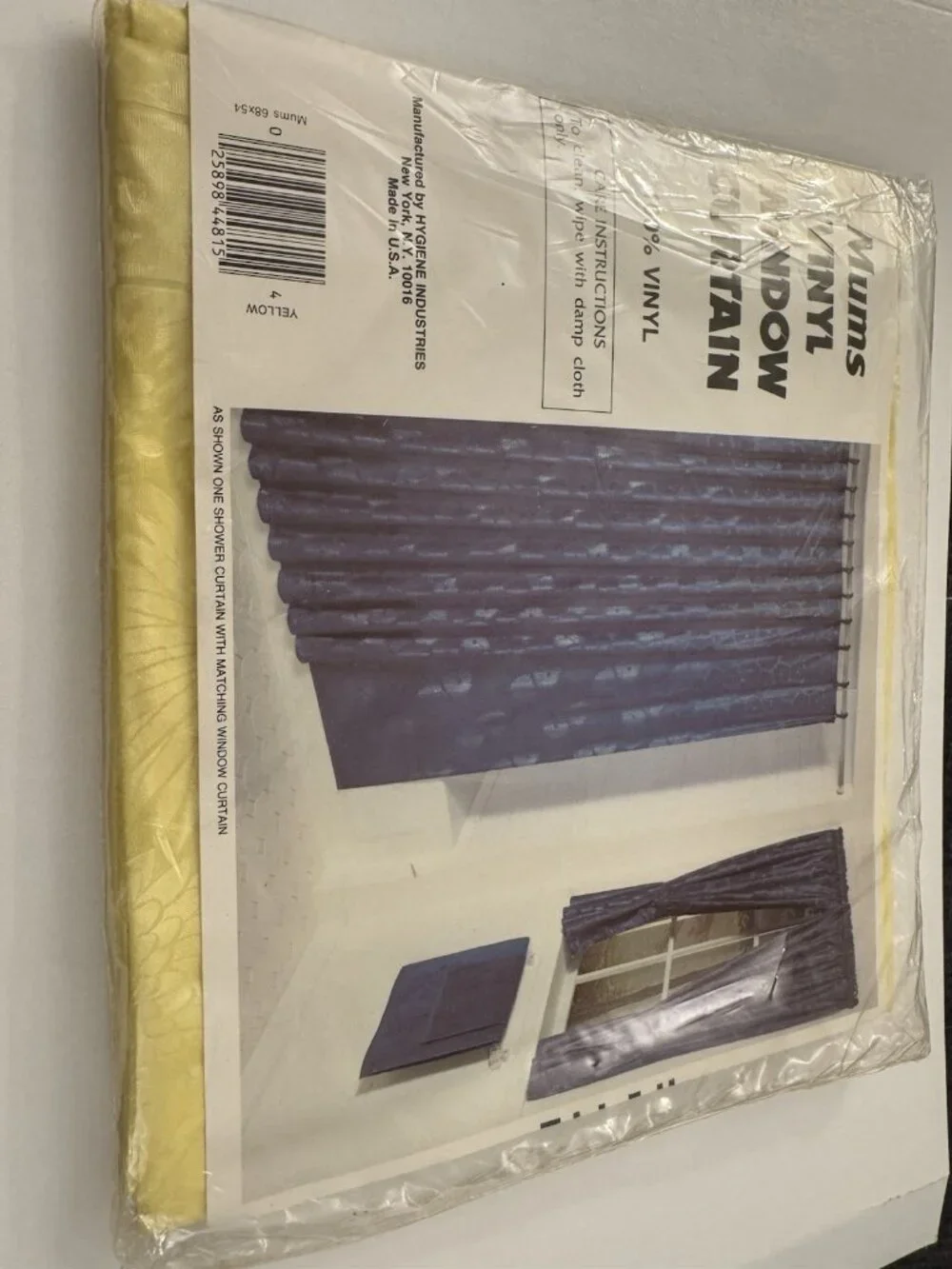 Vintage Mums Vinyl Window Curtain 68x45 Retro Yellow Flowers New C45